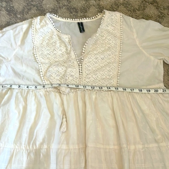 Jeune Jeunesse Cream Colored Boho Style Mini Dress Size L-XL - Picture 13 of 15